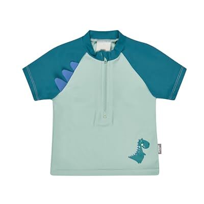 Sterntaler Badeshirt Dino – Baby- & Kinder-Badeshirt aus Elasthan-Bademodenstoff, Kurzarm, 3D-Dino-Zacken, Dino-Druck, Reißverschluss vorne, Stehkragen, UV-Schutz 50+, eisgrün, Größe 104 Sterntaler Badeshirt Dino – Baby- & Kinder-Badeshirt aus Elasthan-Bademodenstoff, Kurzarm, 3D-Dino-Zacken, Dino-Druck, Reißverschluss vorne, Stehkragen, UV-Schutz 50+, eisgrün, Größe 104