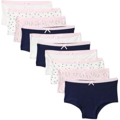 Amazon Mädchen Boyshort-Unterhosen aus Baumwoll-Jersey, 10er Pack, Punkt/Streifen/Marineblau, 10-11 Jahre Amazon Mädchen Boyshort-Unterhosen aus Baumwoll-Jersey, 10er Pack, Punkt/Streifen/Marineblau, 10-11 Jahre