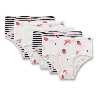 Sanetta Mädchen-Hüftslip (5er-Pack) Off-White Erdbeer & Ringel Hochwertige und nachhaltige Unterhose für Mädchen aus Baumwolle. Sanetta Mädchen-Hüftslip (5er-Pack) Off-White Erdbeer & Ringel Hochwertige und nachhaltige Unterhose für Mädchen aus Baumwolle.