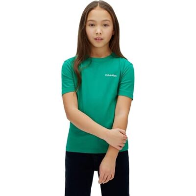 Calvin Kinder Unisex T-Shirt Kurzarm Chest Logo mit Rundhalsausschnitt, Grün (Lush Meadow 18-5845 TCX), 16 Jahre Calvin Kinder Unisex T-Shirt Kurzarm Chest Logo mit Rundhalsausschnitt, Grün (Lush Meadow 18-5845 TCX), 16 Jahre