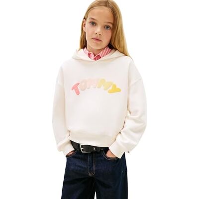 Tommy Hilfiger Mädchen Hoodie Print Relaxed Fit, Elfenbein (Ancient White), 12 Jahre Tommy Hilfiger Mädchen Hoodie Print Relaxed Fit, Elfenbein (Ancient White), 12 Jahre