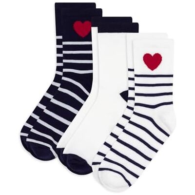 Petit Bateau 3 Pares De Calcetines Niño De Algodón Rayas Y Corazones, Multicolor, 27 30 Petit Bateau 3 Pares De Calcetines Niño De Algodón Rayas Y Corazones, Multicolor, 27 30