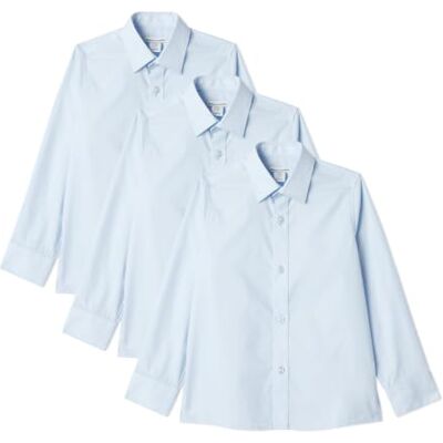 Amazon Jungen Leicht zu Bügelndes, Langärmliges Regular-Fit-Schulhemd, 3er Pack, Hellblau – 3er-pack, 13-14 Jahre Amazon Jungen Leicht zu Bügelndes, Langärmliges Regular-Fit-Schulhemd, 3er Pack, Hellblau – 3er-pack, 13-14 Jahre