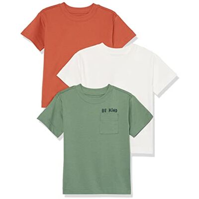 Amazon Unisex Kinder Modernes Kurzarm-T-Shirt, 3er-Pack, Elfenbein/Salbeigrün/Terrakotta, 2 Jahre Amazon Unisex Kinder Modernes Kurzarm-T-Shirt, 3er-Pack, Elfenbein/Salbeigrün/Terrakotta, 2 Jahre