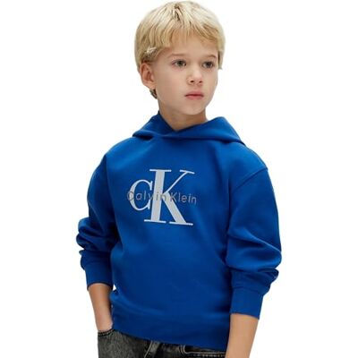 Calvin Jungen Hoodie Light Monologo mit Logo, Blau (Admiral Blue), 16 Jahre Calvin Jungen Hoodie Light Monologo mit Logo, Blau (Admiral Blue), 16 Jahre