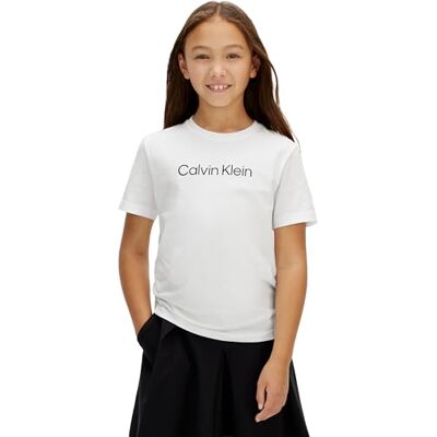 Calvin Kinder Unisex T-Shirt Kurzarm Logo mit Rundhalsausschnitt, Weiß (Bright White), 4 Jahre Calvin Kinder Unisex T-Shirt Kurzarm Logo mit Rundhalsausschnitt, Weiß (Bright White), 4 Jahre