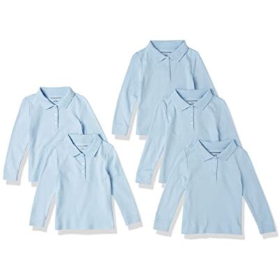 Amazon Mädchen Langärmelige Interlock-Poloshirts, 5er-Pack, Hellblau, 11-12 Jahre Amazon Mädchen Langärmelige Interlock-Poloshirts, 5er-Pack, Hellblau, 11-12 Jahre