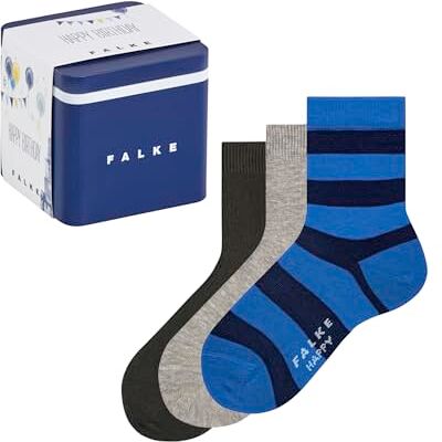 FALKE Unisex Kinder Socken Happy Triple Pack Giftbox K So Baumwolle gemustert 3 Paar, Mehrfarbig Blue Grey Mix 0020, 39-42 FALKE Unisex Kinder Socken Happy Triple Pack Giftbox K So Baumwolle gemustert 3 Paar, Mehrfarbig Blue Grey Mix 0020, 39-42