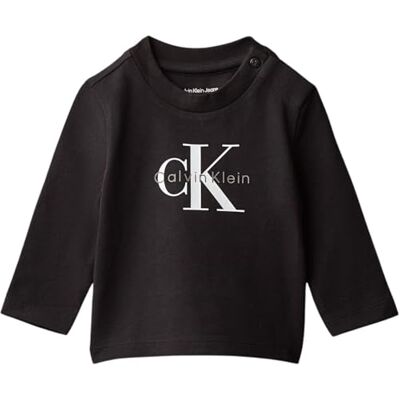 Calvin Baby Langarmshirt Monogram mit Rundhalsausschnitt, Schwarz (Ck Black), 4 Jahre Calvin Baby Langarmshirt Monogram mit Rundhalsausschnitt, Schwarz (Ck Black), 4 Jahre