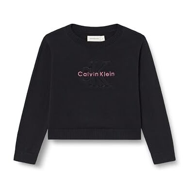 Calvin Mädchen Pullover Monologo Sweater mit Logo, Schwarz (Ck Black), 14 Jahre Calvin Mädchen Pullover Monologo Sweater mit Logo, Schwarz (Ck Black), 14 Jahre