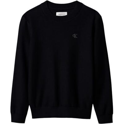 Calvin Jungen Pullover Basic Sweater mit Rundhalsausschnitt, Schwarz (Ck Black), 16 Jahre Calvin Jungen Pullover Basic Sweater mit Rundhalsausschnitt, Schwarz (Ck Black), 16 Jahre