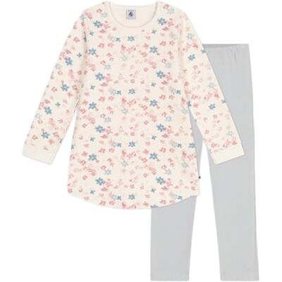 Petit Bateau Pe Bateau Nachthemd und Leggings für Kinder aus Molton, Bedruckt mit Blumenmuster, Milk/Multico, 4 Jahre Petit Bateau Pe Bateau Nachthemd und Leggings für Kinder aus Molton, Bedruckt mit Blumenmuster, Milk/Multico, 4 Jahre