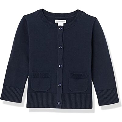 Amazon Mädchen Schmal Geschnittener Cardigan-Pullover mit Rundhalsausschnitt, Marineblau, 4 Jahre Amazon Mädchen Schmal Geschnittener Cardigan-Pullover mit Rundhalsausschnitt, Marineblau, 4 Jahre