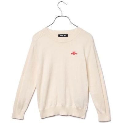 Replay Jungen Pullover aus Baumwolle, Butter 707 (Weiß), 8 Jahre Replay Jungen Pullover aus Baumwolle, Butter 707 (Weiß), 8 Jahre