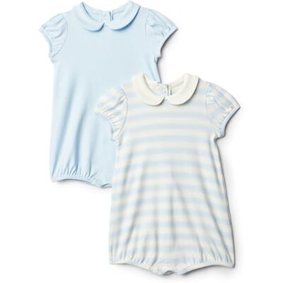 Amazon x Sofia Grainge Baby Mädchen Kurzärmeliger Strampler aus Baumwolle mit Peter-Pan-Kragen, 2er-Pack, Hellblau/Streifen, 12 Monate Amazon x Sofia Grainge Baby Mädchen Kurzärmeliger Strampler aus Baumwolle mit Peter-Pan-Kragen, 2er-Pack, Hellblau/Streifen, 12 Monate
