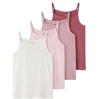 NAME IT Mädchen Nkfstrap Top 4P Solid Noos, Rose Wine, Numeric_110 (4er Pack) NAME IT Mädchen Nkfstrap Top 4P Solid Noos, Rose Wine, Numeric_110 (4er Pack)