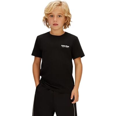 Calvin Jungen T-Shirt Kurzarm Minimal Logo aus Baumwolle, Schwarz (Ck Black), 4 Jahre Calvin Jungen T-Shirt Kurzarm Minimal Logo aus Baumwolle, Schwarz (Ck Black), 4 Jahre