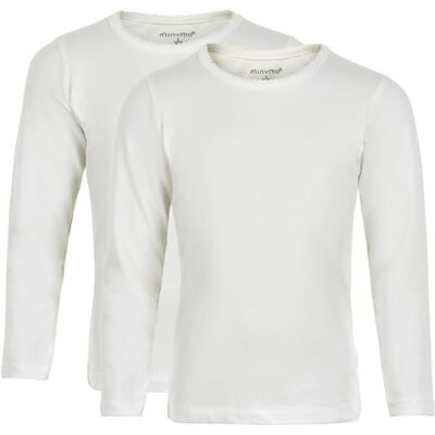 MINYMO Mädchen Basic 35 -T-shirt (2-pack) Bluse, Weiß (Weiss 100), 152 EU MINYMO Mädchen Basic 35 -T-shirt (2-pack) Bluse, Weiß (Weiss 100), 152 EU