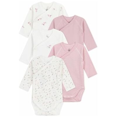 Petit Bateau Lot de bodies croisés manches longues en coton imprimé bébé Petit Bateau Lot de bodies croisés manches longues en coton imprimé bébé