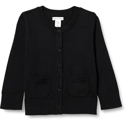 Amazon Mädchen Schmal geschnittener Cardigan-Pullover mit Rundhalsausschnitt, Schwarz, 4 Jahre Amazon Mädchen Schmal geschnittener Cardigan-Pullover mit Rundhalsausschnitt, Schwarz, 4 Jahre