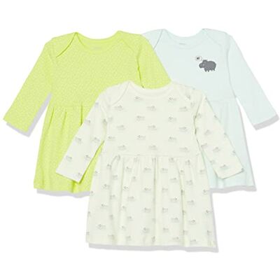 Amazon Baby Mädchen Baumwollkleid Mit Langen Ärmeln, 3er-Pack, Creme/Hellblau/Zitronengelb Punkte/Nilpferd, 24 Monate Amazon Baby Mädchen Baumwollkleid Mit Langen Ärmeln, 3er-Pack, Creme/Hellblau/Zitronengelb Punkte/Nilpferd, 24 Monate