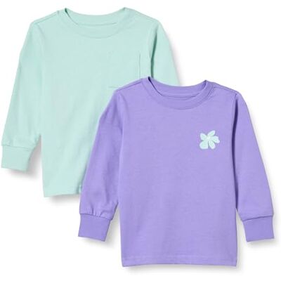 Amazon Unisex Kinder Langarm-T-Shirt mit Rippbündchen, 2er-Pack, Hellviolett/Minzgrün Blumen, 3 Jahre Amazon Unisex Kinder Langarm-T-Shirt mit Rippbündchen, 2er-Pack, Hellviolett/Minzgrün Blumen, 3 Jahre