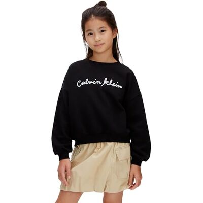 Calvin Mädchen Sweatshirt mit Rundhalsausschnitt, Schwarz (1716 Black), 14 Jahre Calvin Mädchen Sweatshirt mit Rundhalsausschnitt, Schwarz (1716 Black), 14 Jahre