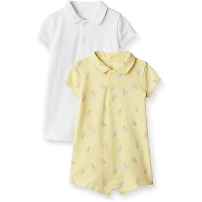 Amazon x Sofia Grainge Baby Jungen Kurzärmeliger Polo-Strampler aus Baumwolle, 2er-Pack, Weiß/Eiscreme, 12 Monate Amazon x Sofia Grainge Baby Jungen Kurzärmeliger Polo-Strampler aus Baumwolle, 2er-Pack, Weiß/Eiscreme, 12 Monate