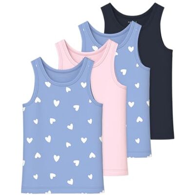 NAME IT Mädchen Nkftank Top 4P Hearts Noos, Serenity, 104 EU NAME IT Mädchen Nkftank Top 4P Hearts Noos, Serenity, 104 EU