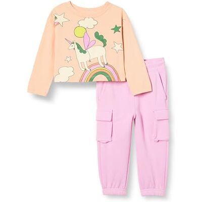 Amazon Mädchen Relaxed-Fit-Set Aus Langarm-T-Shirt Aus Baumwolljersey Und Schlupfhose Aus French Terry, Einhorn/Rosa, 6-7 Jahre Amazon Mädchen Relaxed-Fit-Set Aus Langarm-T-Shirt Aus Baumwolljersey Und Schlupfhose Aus French Terry, Einhorn/Rosa, 6-7 Jahre