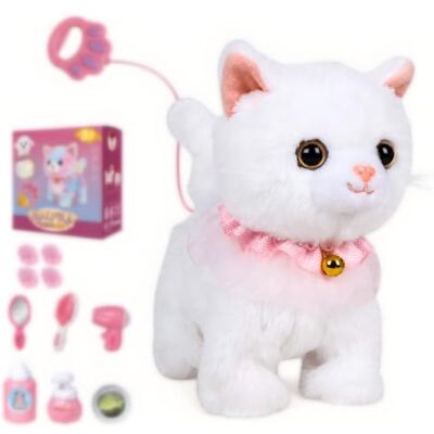 JYQOQH Interaktives Haustier Katze, Realistische Katze Spielzeug Kinder mit Fernbedienung Leine, Kuscheltier Katze mit Gehen, Bellen, Schwanzwedeln, Geschenke für Mädchen Jungen (Weiß) JYQOQH Interaktives Haustier Katze, Realistische Katze Spielzeug Kinder mit Fernbedienung Leine, Kuscheltier Katze mit Gehen, Bellen, Schwanzwedeln, Geschenke für Mädchen Jungen (Weiß)