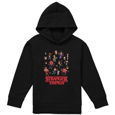 Stranger Things Cartoon Characters Youth Kids Boy Girls Pull-Over Hoodie, Athletisches Heather-Grau, 9–11 J Stranger Things Cartoon Characters Youth Kids Boy Girls Pull-Over Hoodie, Athletisches Heather-Grau, 9–11 J