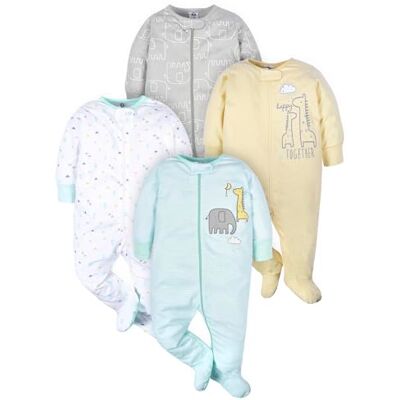 Gerber Baby Unisex 4er Pack Sleep'N Play Strampler und Kleinkind-Schlafanzüge Animals Grün Neugeboren Gerber Baby Unisex 4er Pack Sleep'N Play Strampler und Kleinkind-Schlafanzüge Animals Grün Neugeboren