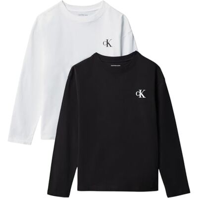 Calvin Jungen Chest Mono Ls T-Shirt 2-Pack Lvcktji21b Set, Black (Brightwhite/Pvhblack), 14 Jahre Calvin Jungen Chest Mono Ls T-Shirt 2-Pack Lvcktji21b Set, Black (Brightwhite/Pvhblack), 14 Jahre