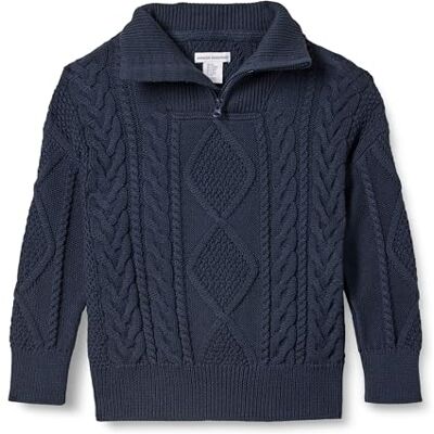 Amazon Jungen Zopfstrickpullover mit Viertel-Reißverschluss und lockerer Passform, Marineblau, 4 Jahre Amazon Jungen Zopfstrickpullover mit Viertel-Reißverschluss und lockerer Passform, Marineblau, 4 Jahre
