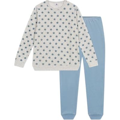 Petit Bateau Pe Bateau Schlafanzug für Kinder, aus Velours, Bedruckt mit Sternen, Beluga/Adriatic, 18 Jahre Petit Bateau Pe Bateau Schlafanzug für Kinder, aus Velours, Bedruckt mit Sternen, Beluga/Adriatic, 18 Jahre