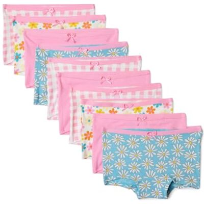 Amazon Mädchen Boxershort-Unterhosen aus Baumwoll-Jersey, 10er Pack, Gingham/Blume/Pink, 10-11 Jahre Amazon Mädchen Boxershort-Unterhosen aus Baumwoll-Jersey, 10er Pack, Gingham/Blume/Pink, 10-11 Jahre