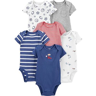 Simple Joys by Carter's Baby Jungen Kurzärmeliger Body, 6er-Pack, Mehrfarbig/Hunde/Ministreifen/Sport-pack, Frühchen Simple Joys by Carter's Baby Jungen Kurzärmeliger Body, 6er-Pack, Mehrfarbig/Hunde/Ministreifen/Sport-pack, Frühchen