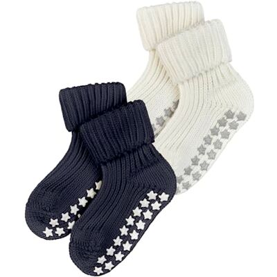FALKE Unisex Baby Stoppersocken Catspads Multipack B Hp Baumwolle rutschhemmende Noppen 2 Paar, Mehrfarbig White Blue Mix 0010, 74-80 FALKE Unisex Baby Stoppersocken Catspads Multipack B Hp Baumwolle rutschhemmende Noppen 2 Paar, Mehrfarbig White Blue Mix 0010, 74-80