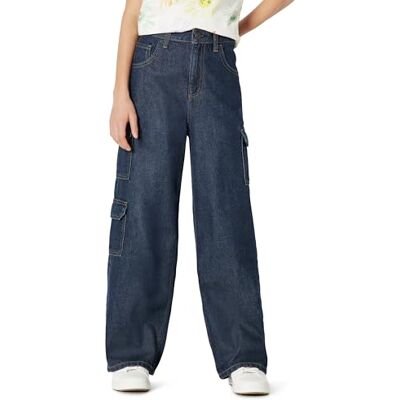 Amazon Mädchen Ultraweiche Relaxed-Fit-Cargo-Jeans mit Weitem Bein, Dunkle Waschung, 11 Jahre Amazon Mädchen Ultraweiche Relaxed-Fit-Cargo-Jeans mit Weitem Bein, Dunkle Waschung, 11 Jahre