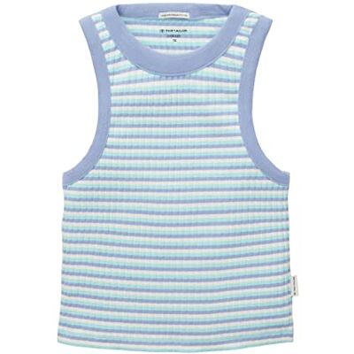 TOM TAILOR Mädchen 1036158 Kinder Tanktop mit Rippsstruktur, 32158-Off White Blue Aqua Stripe, 128 TOM TAILOR Mädchen 1036158 Kinder Tanktop mit Rippsstruktur, 32158-Off White Blue Aqua Stripe, 128