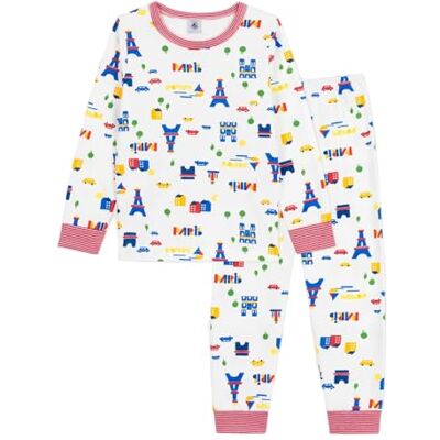 Petit Bateau Jungen Cheval_h25 Nachtwäsche, Marshmallow/Multico, 4 Jahre Petit Bateau Jungen Cheval_h25 Nachtwäsche, Marshmallow/Multico, 4 Jahre