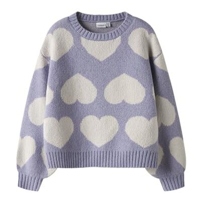 NAME IT Mädchen Nkfbrena Ls Loose Knit, Lavender Gray, 122/128 cm NAME IT Mädchen Nkfbrena Ls Loose Knit, Lavender Gray, 122/128 cm