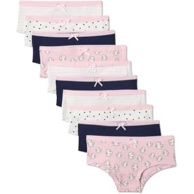 Amazon Mädchen Hipster-Unterhosen aus Baumwoll-Jersey, 10er Pack, Punkt/Streifen/Marineblau, 10-11 Jahre Amazon Mädchen Hipster-Unterhosen aus Baumwoll-Jersey, 10er Pack, Punkt/Streifen/Marineblau, 10-11 Jahre