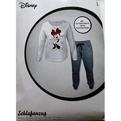 Disney Minnie Pyjama Schlafanzug, Grau Weiß, L Disney Minnie Pyjama Schlafanzug, Grau Weiß, L