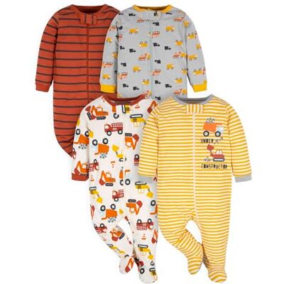 Gerber Baby Jungen 4er-Pack Sleep'N Play Strampler und Kleinkind-Schlafanzüge, Transportation Zone, Frühchen Gerber Baby Jungen 4er-Pack Sleep'N Play Strampler und Kleinkind-Schlafanzüge, Transportation Zone, Frühchen