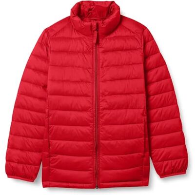 Amazon Leichte Pufferjacke für Jungen, wasserabweisend, verstaubar, Rot, Größe L Amazon Leichte Pufferjacke für Jungen, wasserabweisend, verstaubar, Rot, Größe L