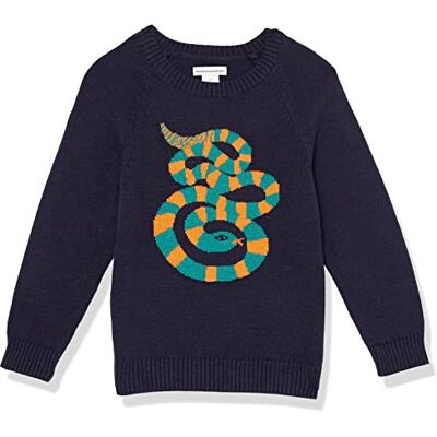 Amazon Jungen Pullover mit Rundhalsausschnitt, Dunkles Marineblau Schlange, 4 Jahre Amazon Jungen Pullover mit Rundhalsausschnitt, Dunkles Marineblau Schlange, 4 Jahre