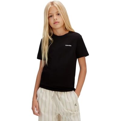 Calvin Kinder Unisex T-Shirt Kurzarm Chest Logo aus Baumwolle, Schwarz (Ck Black), 6 Jahre Calvin Kinder Unisex T-Shirt Kurzarm Chest Logo aus Baumwolle, Schwarz (Ck Black), 6 Jahre