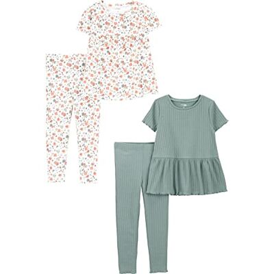 Simple Joys by Carter's Baby-Mädchen 4-Piece Playwear-Sets, Flaschengrün/Weiß Floral, 4 Jahre (4er Pack) Simple Joys by Carter's Baby-Mädchen 4-Piece Playwear-Sets, Flaschengrün/Weiß Floral, 4 Jahre (4er Pack)